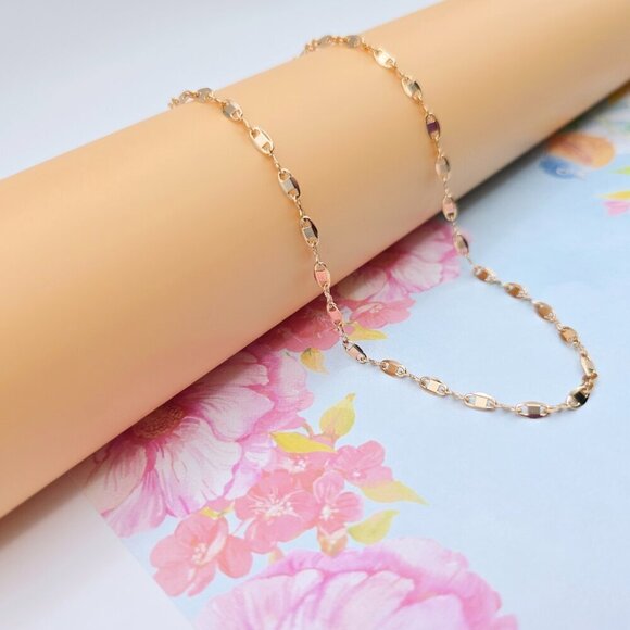 "Delicate Rose Gold Link Chain Necklace for Women, 17.7 Inch Length, XPNL0078 - Picture 4 of 12